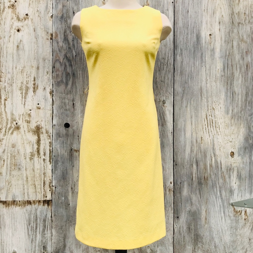 Vintage Sears Yellow Floral Knit Polyester Dress